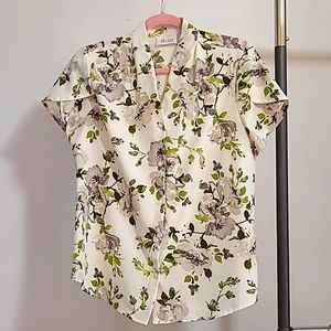 D&Co floral button down blouse.
